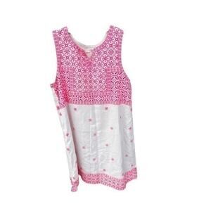 GB Gianni Bini Girls linen blend dress back to school white bright pink sz 16